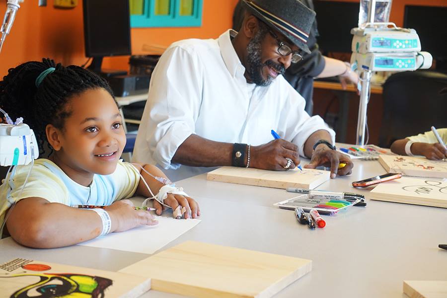 Art therapy session with hospitalized child