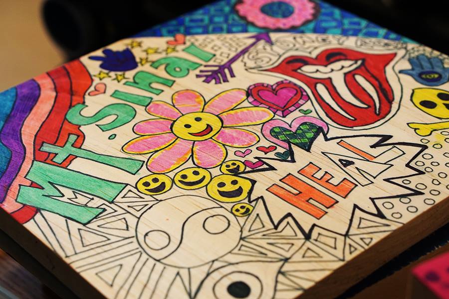Colorful children's artwork with positive messages